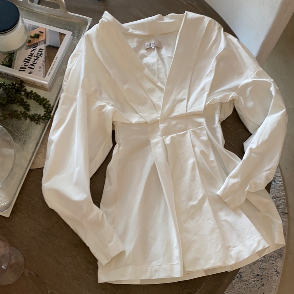 House of CB pleated long sleeve dress